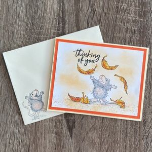 5pk Hand Crafted Fall Leave Thinking of you Cards Blank Inside include Envelopes